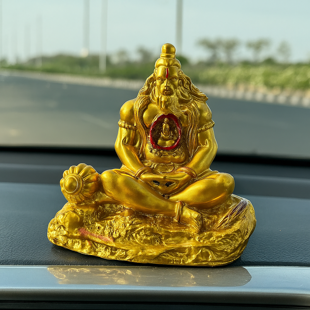 Meditating Hanuman Ji Golden Idol