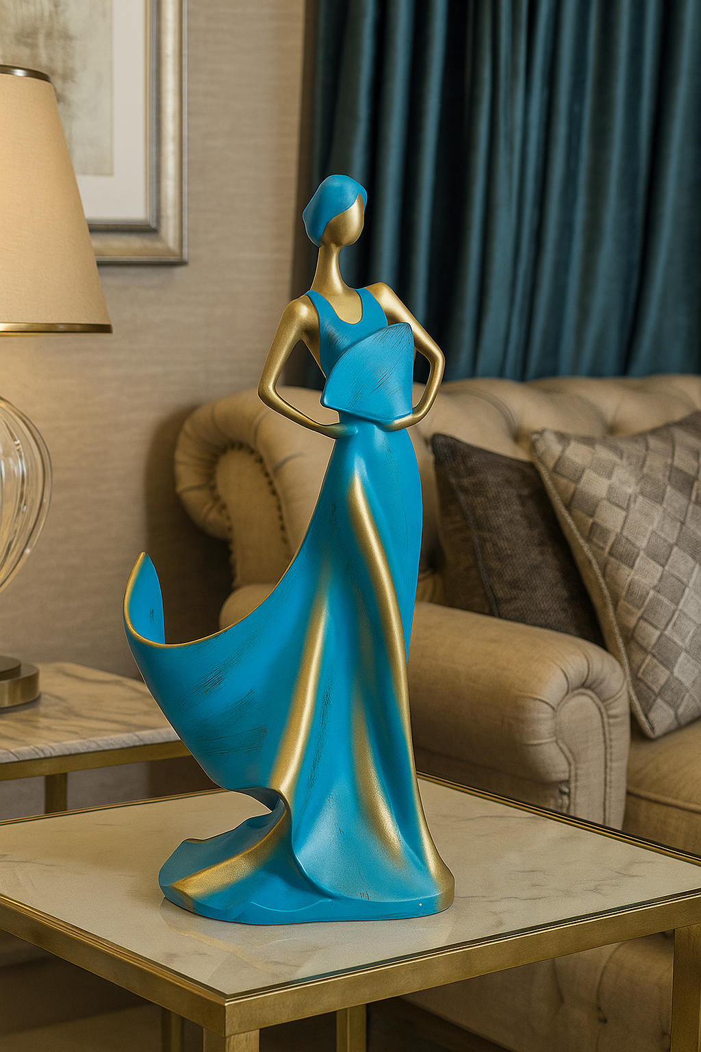 Elegant Lady Blue & Gold Wine Holder