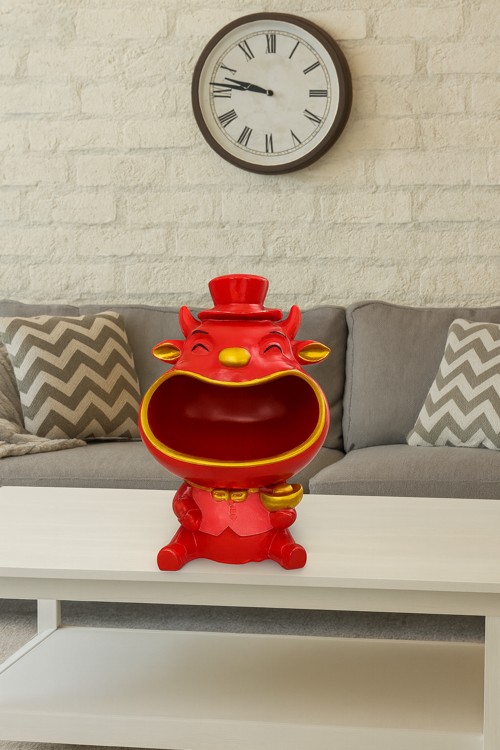 Happy Fortune Bull Mouth Bowl - Brings Luck & Prosperity