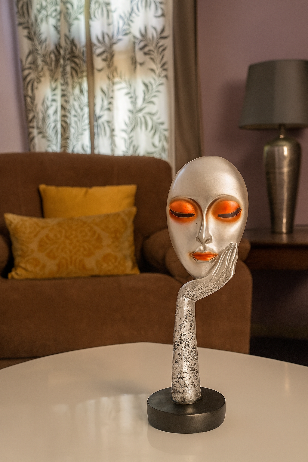 Ethereal Resting Face Sculpture – Silver Serenity Edition