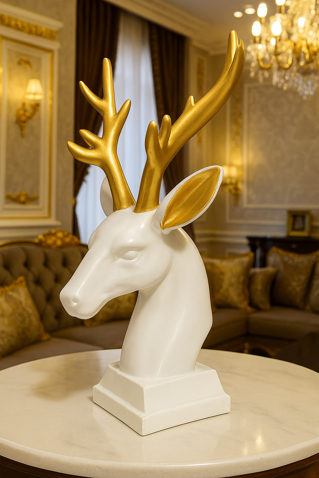 Elegance Antler Figurine – White & Gold